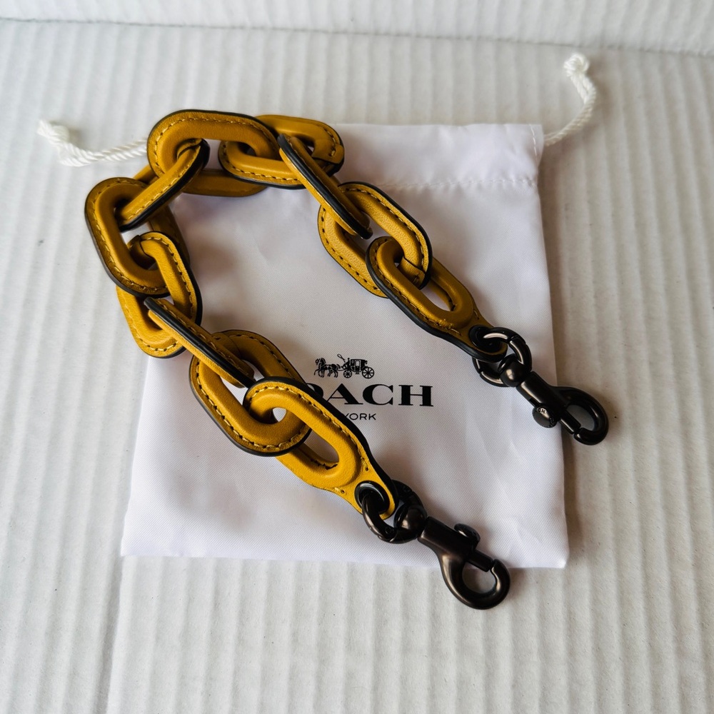 Coach Sunflower Yellow Short Leather Strap with Black Hardware